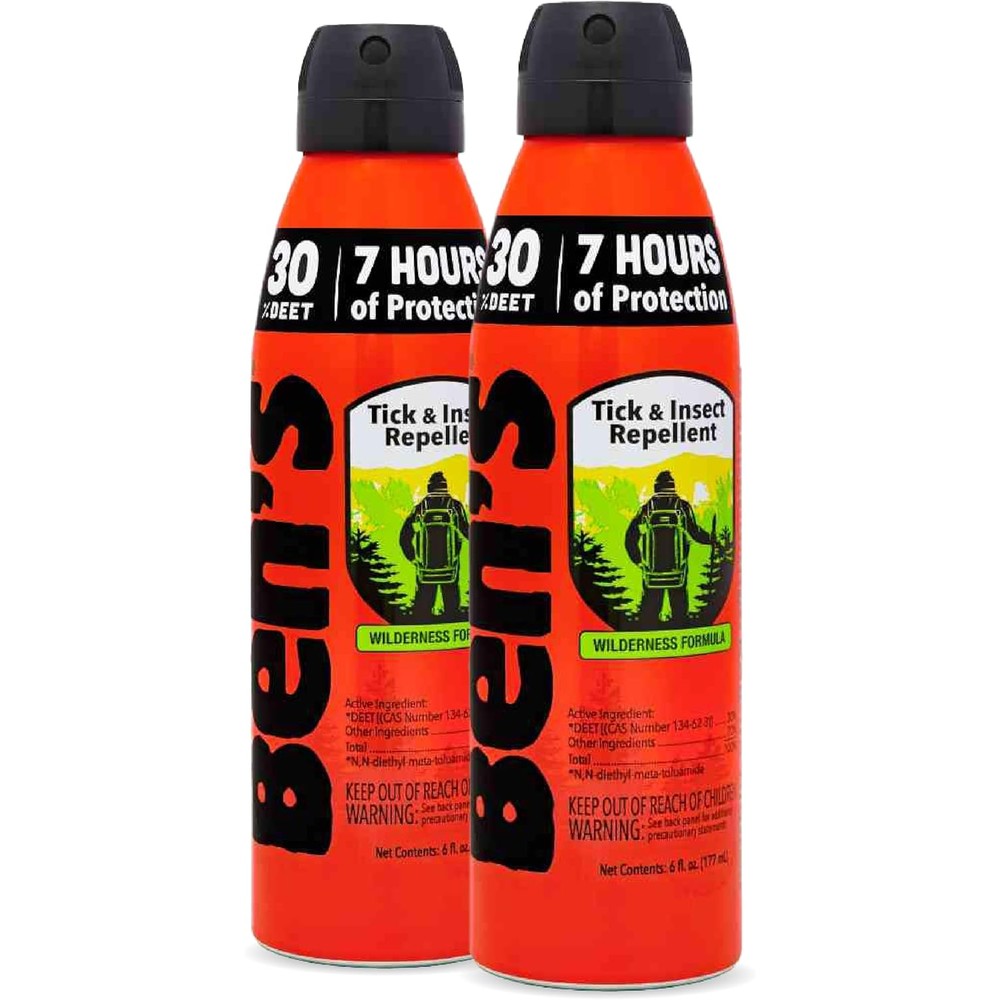 Ben's Tick And Insect Repellent Eco Spray front view of the twin pack bottles showing the wilderness formula label.