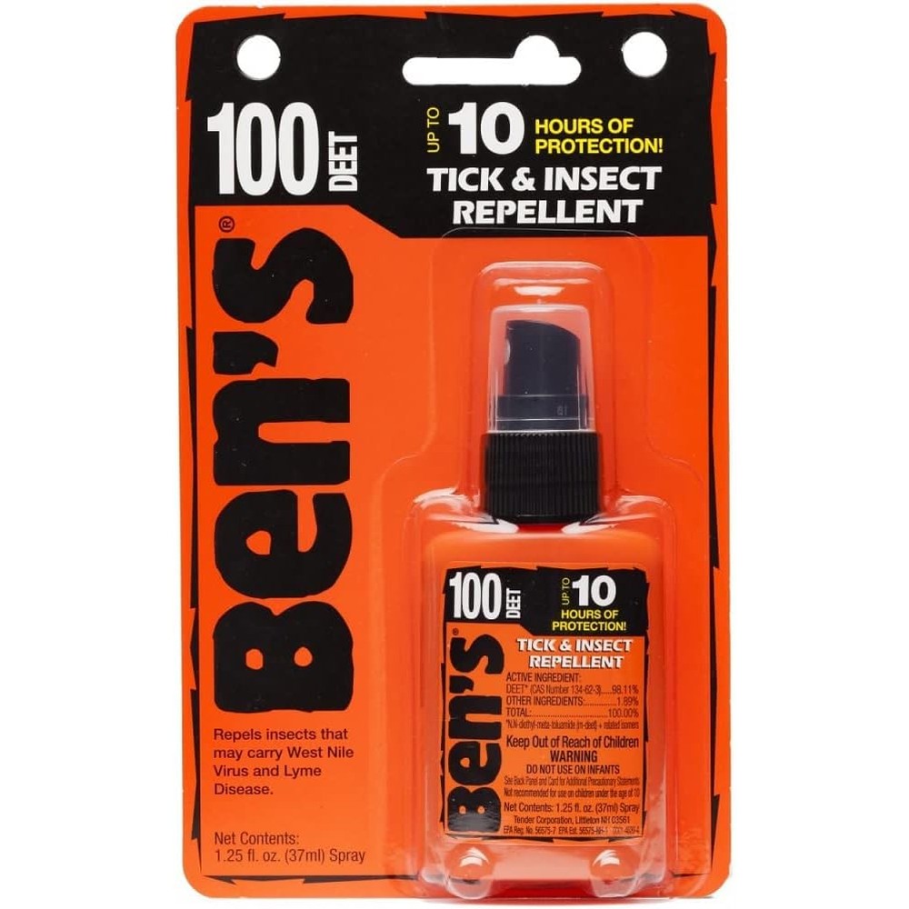Ben's 100 percent DEET insect repellent travel size pump spray front view