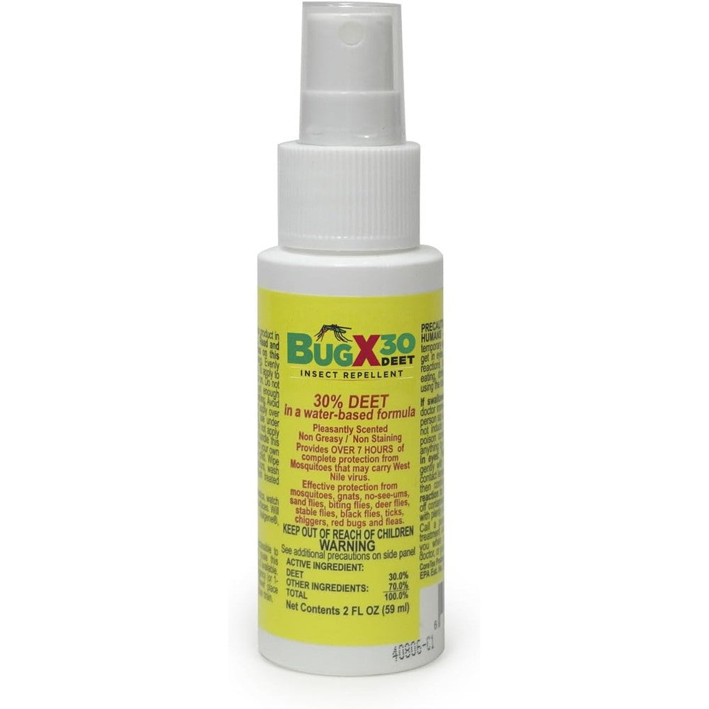 CoreTex Bug X 30 insect repellent spray bottle front view showing 30 percent DEET label