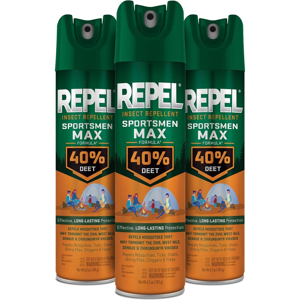 Repel Sportsmen Max Formula 40 Percent DEET insect repellent spray front view for outdoor protection.
