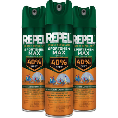 Repel Sportsmen Max Formula 40 Percent DEET insect repellent spray front view for outdoor protection.
