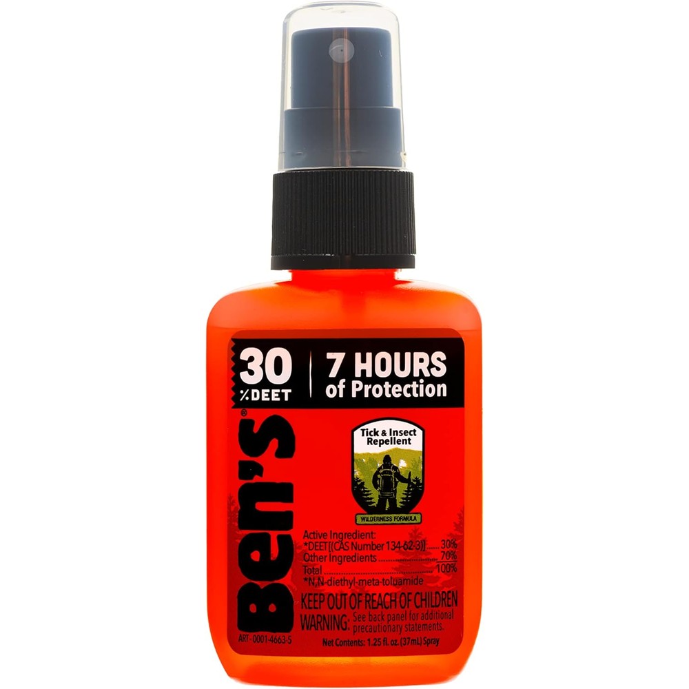 Ben's tick and insect repellent front view of four pack travel size bottles