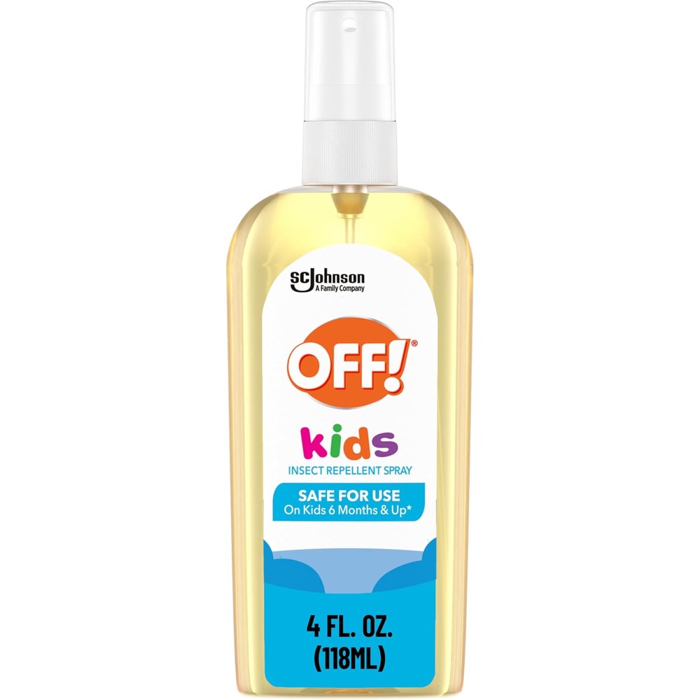 OFF! Kids Mosquito And Tick Repellent Spray four ounce front bottle view on white background