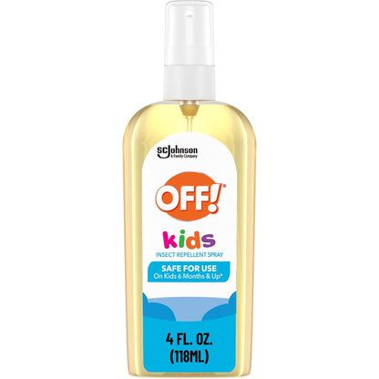 OFF! Kids Mosquito And Tick Repellent Spray four ounce front bottle view on white background