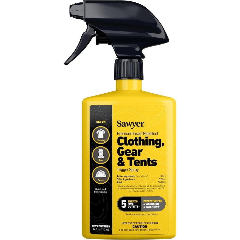 Sawyer Products Premium Permethrin trigger spray bottle front view for fabric insect protection