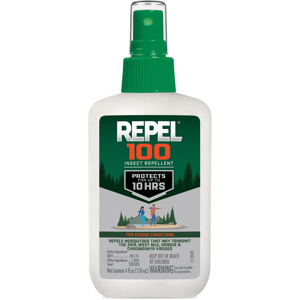 Repel 100 Insect Repellent front view of the four fluid ounce pump spray bottle