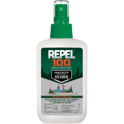 Repel 100 Insect Repellent front view of the four fluid ounce pump spray bottle