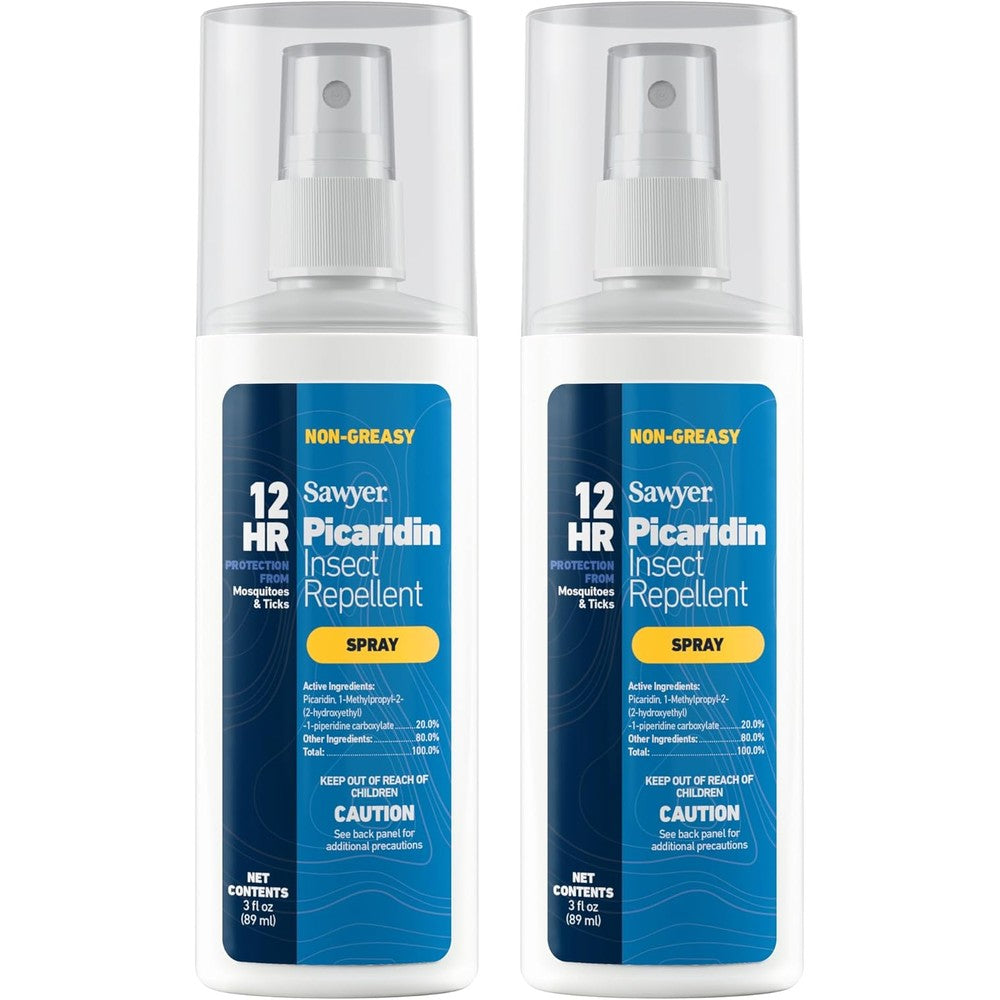 Sawyer Picaridin Insect Repellent Spray Pack of 2 front view showing the three ounce pump bottles
