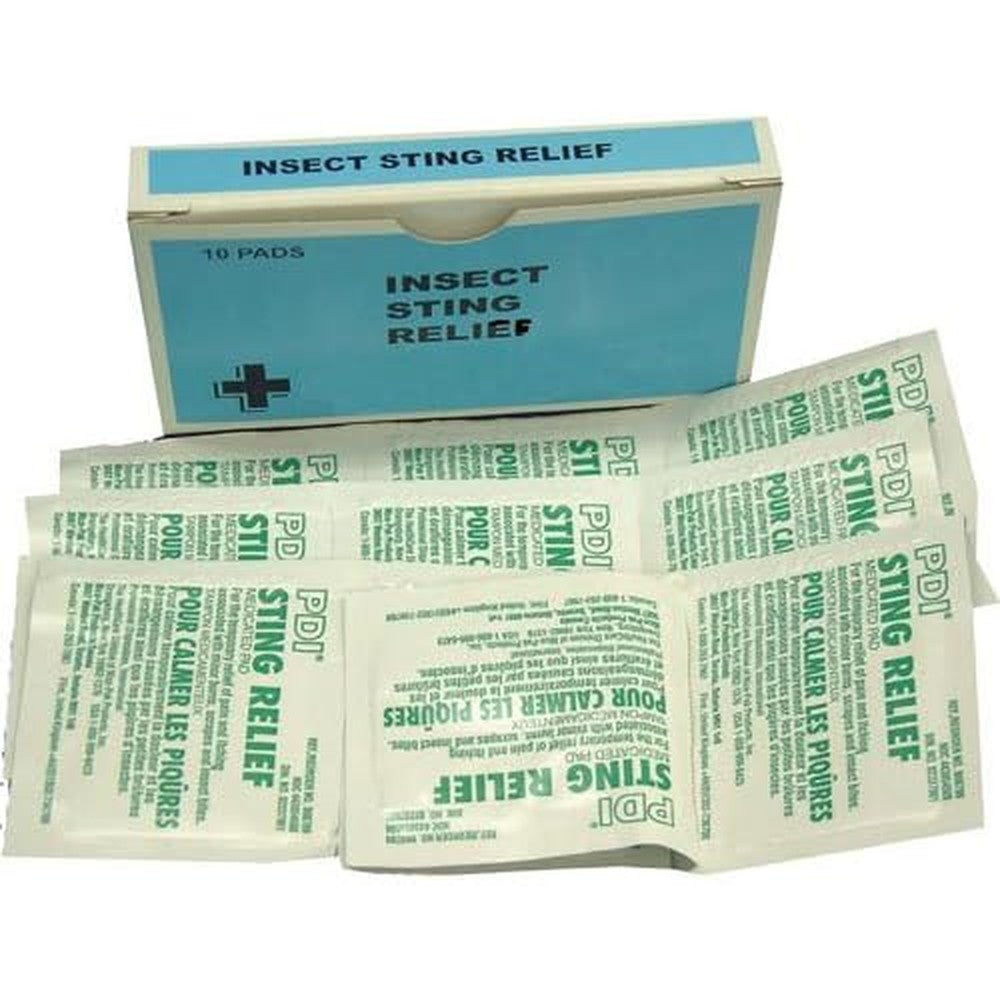 AmericanMedMart Insect Sting Wipes 10 pack box front view for first aid kits