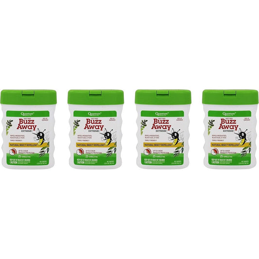 Quantum Buzz Away Extreme Natural Insect Repellent Towelettes four pack container front view