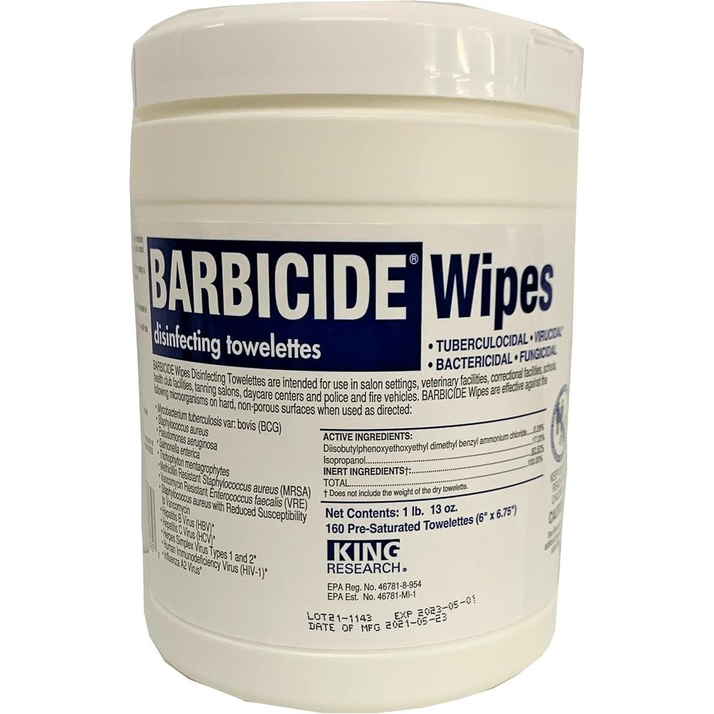 Barbicide Professional Disinfecting Wipes three pack front view showing product container label details