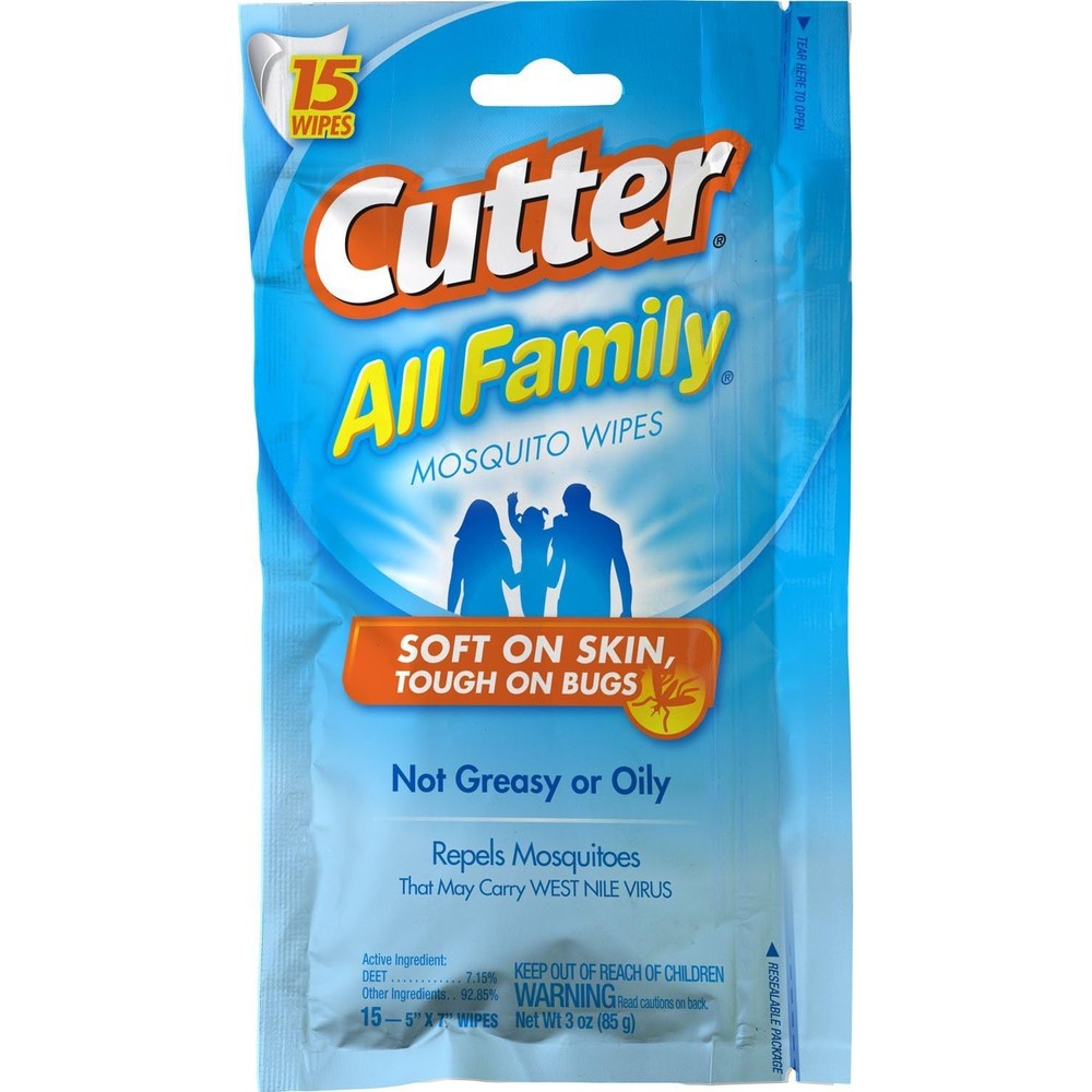 Cutter All Family Mosquito Repellent Wipes pack of three front view