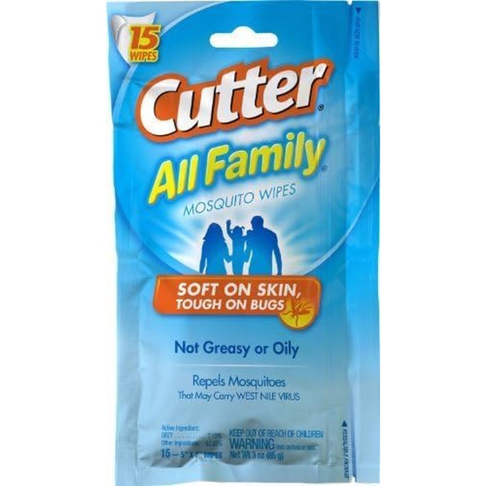 Cutter All Family Mosquito Repellent Wipes front view three pack for insect protection