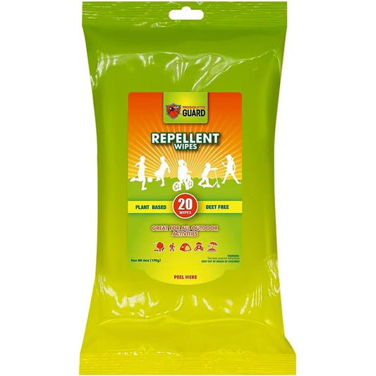 Mosquito Guard Mosquito Repellent Wipes front view of box packaging for outdoor protection.