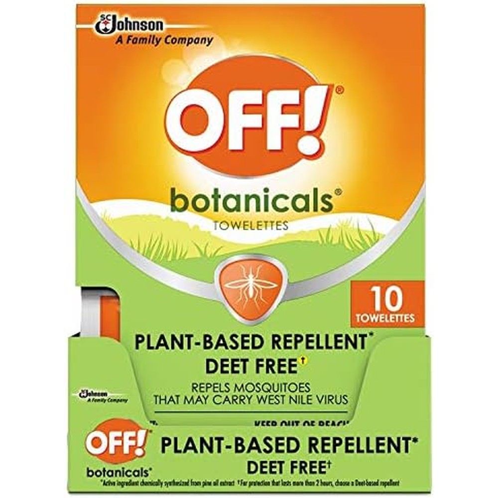 OFF! Botanicals Insect Repellent Towelettes 10 Count front view authentic plant-based mosquito wipes.