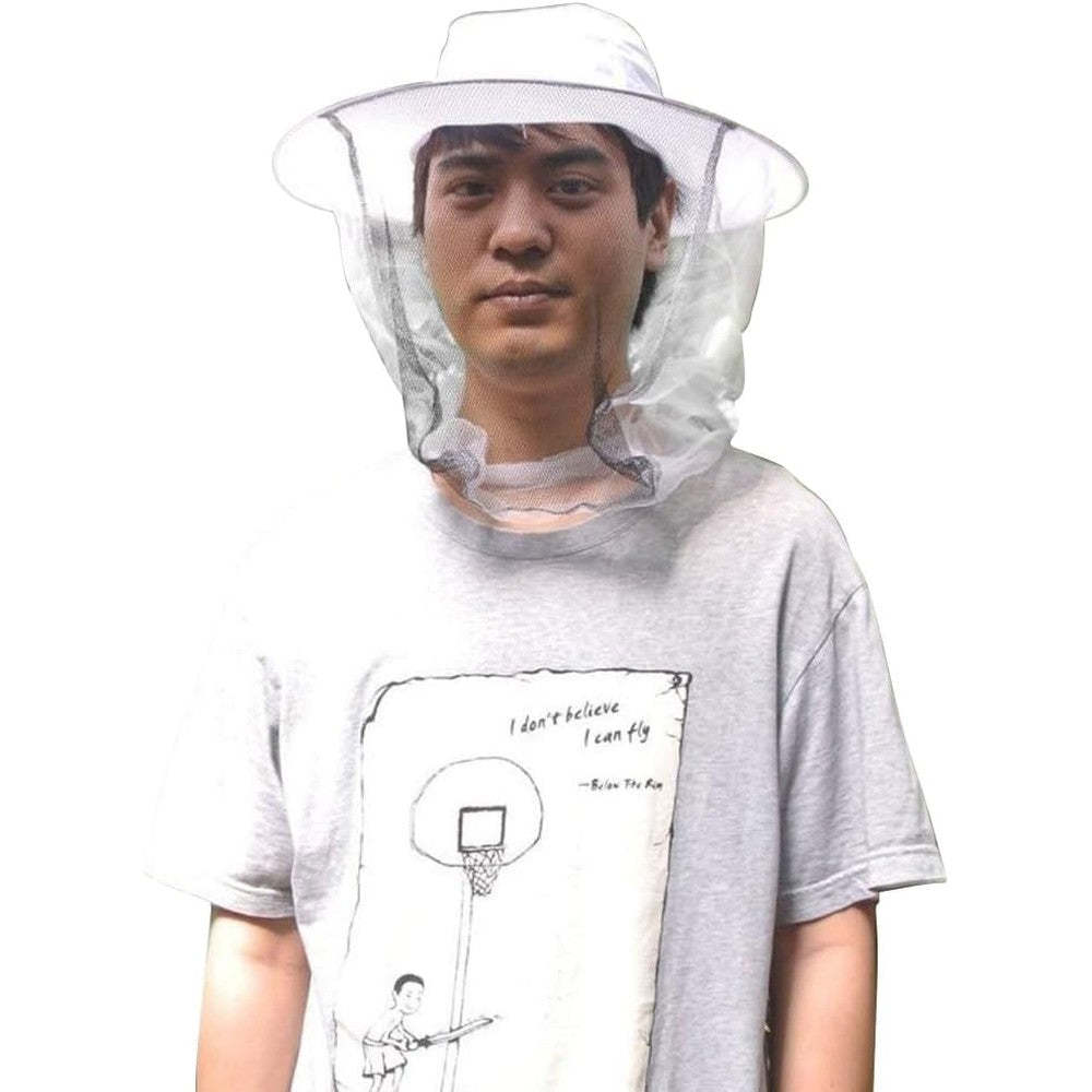 Navadeal White Beekeeper Hat with protective veil front view