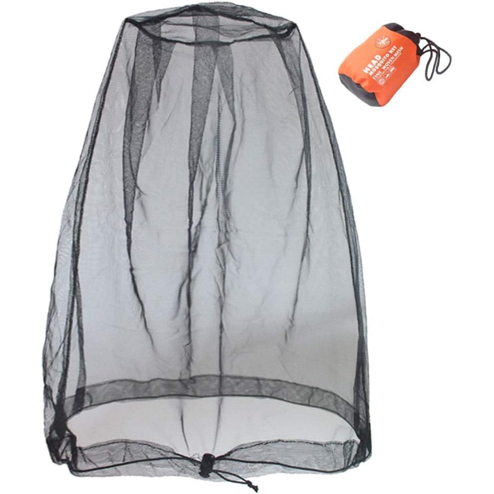 Cinvo mosquito head net worn over a hat for outdoor protection
