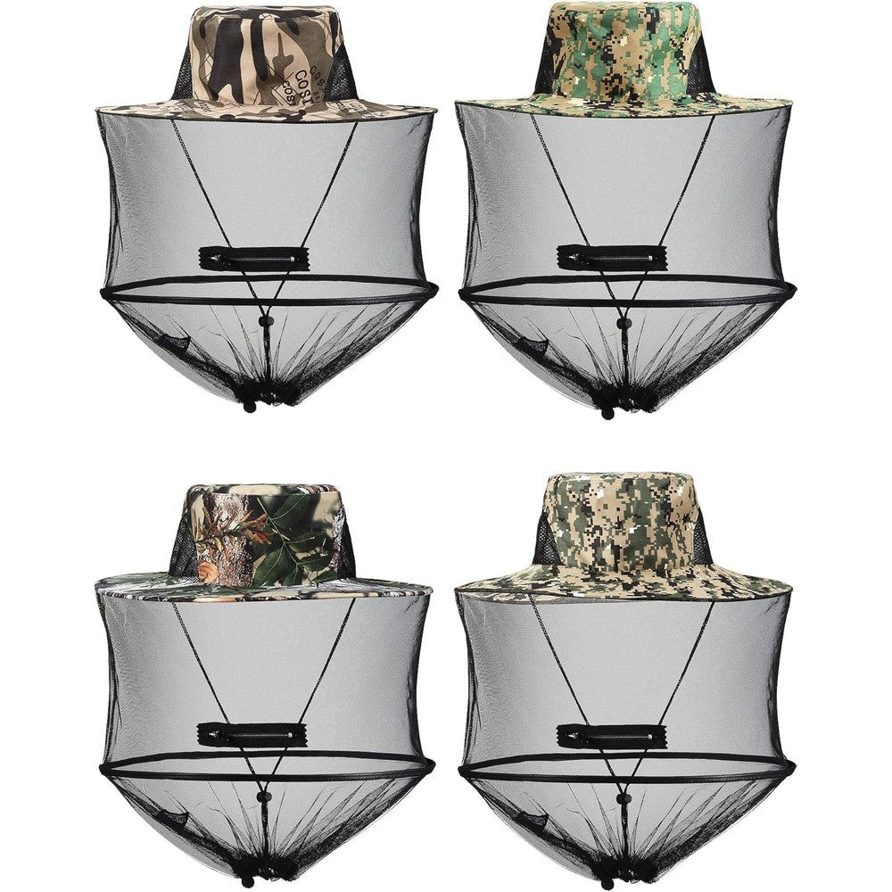 Satinior 4-piece mosquito head net hat set front view
