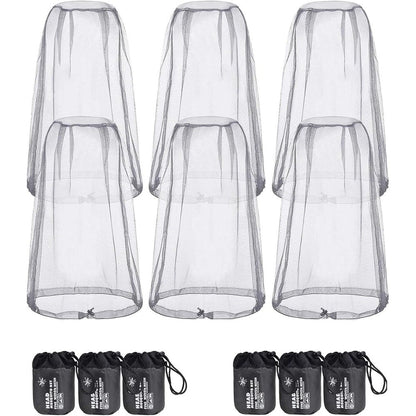 Hestya 6 pack mosquito head net front view with fine grey mesh