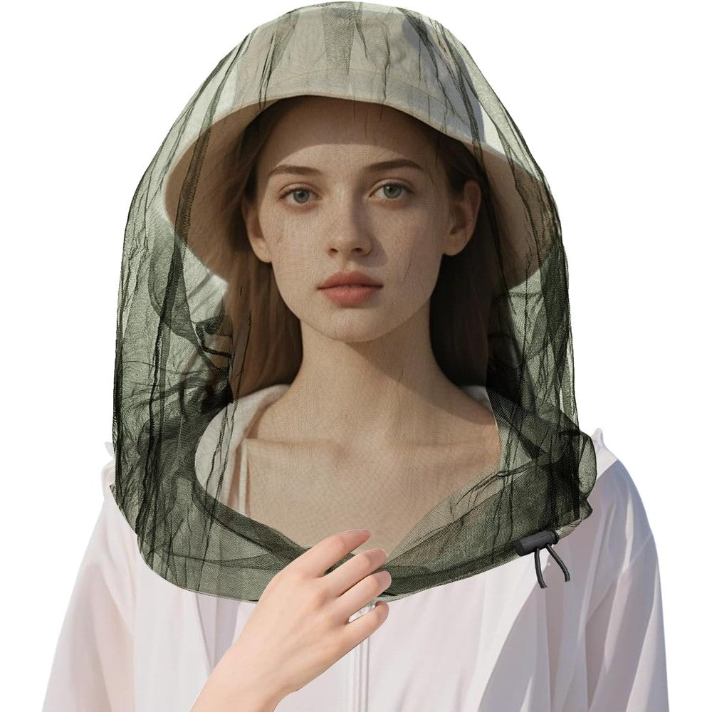 JayruiMice Oversized Mosquito Head Net Army Green front view for camping