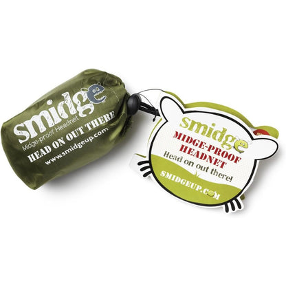 Smidge Unisex Midge and Mosquito Proof Head Net in green storage pouch.