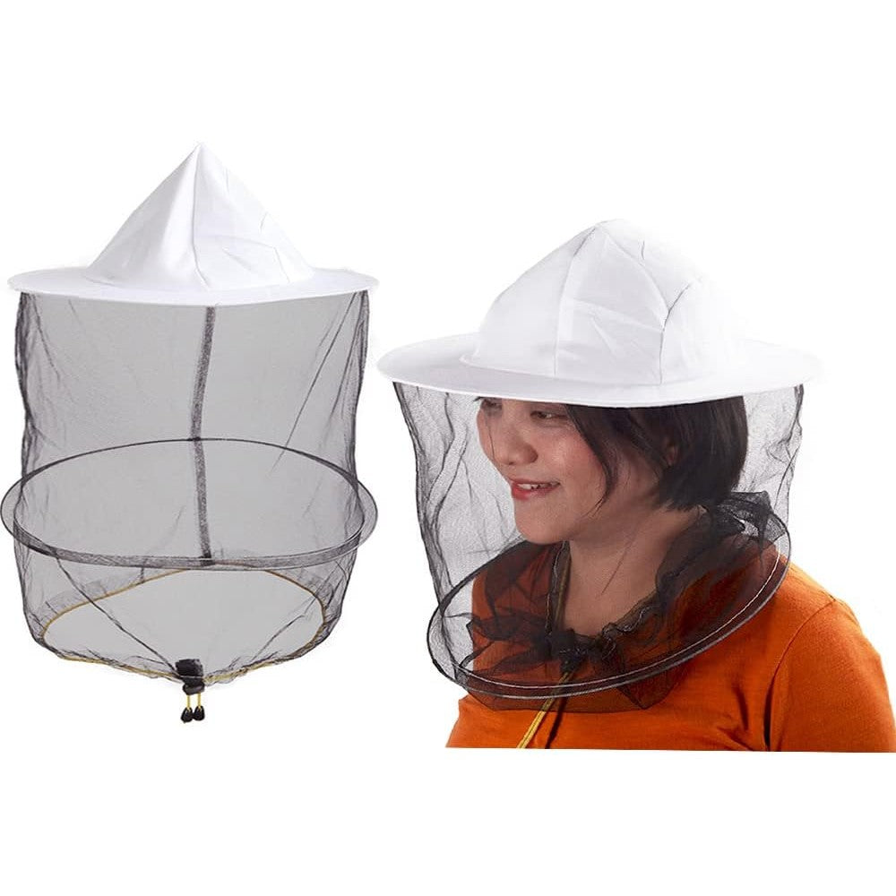 HunterBee beekeeping veil hat set front view with mesh