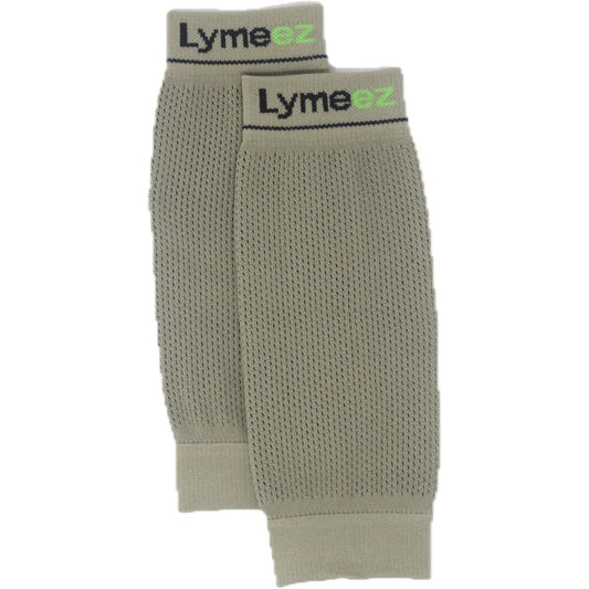 Lymeez stretch mesh tick repelling leg gaiters front view khaki