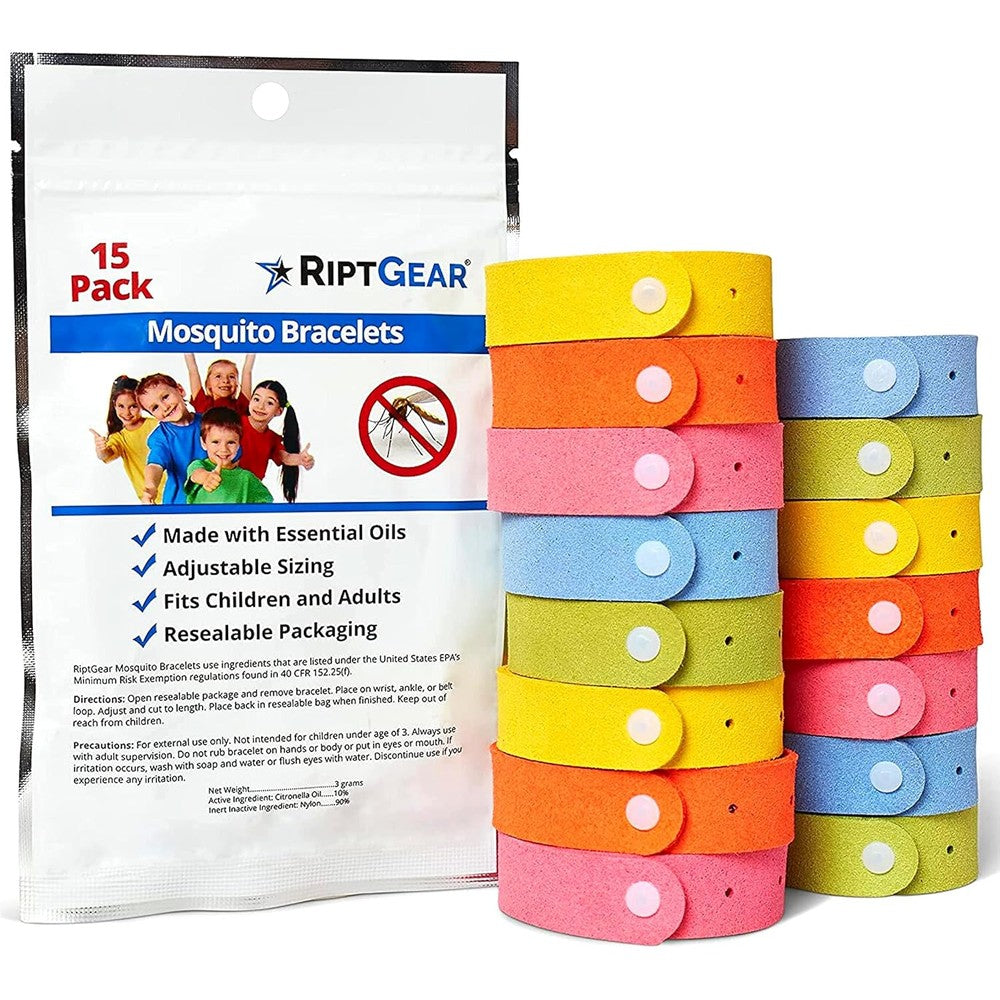 RiptGear Mosquito Repellent Bracelets 15 Pack front view