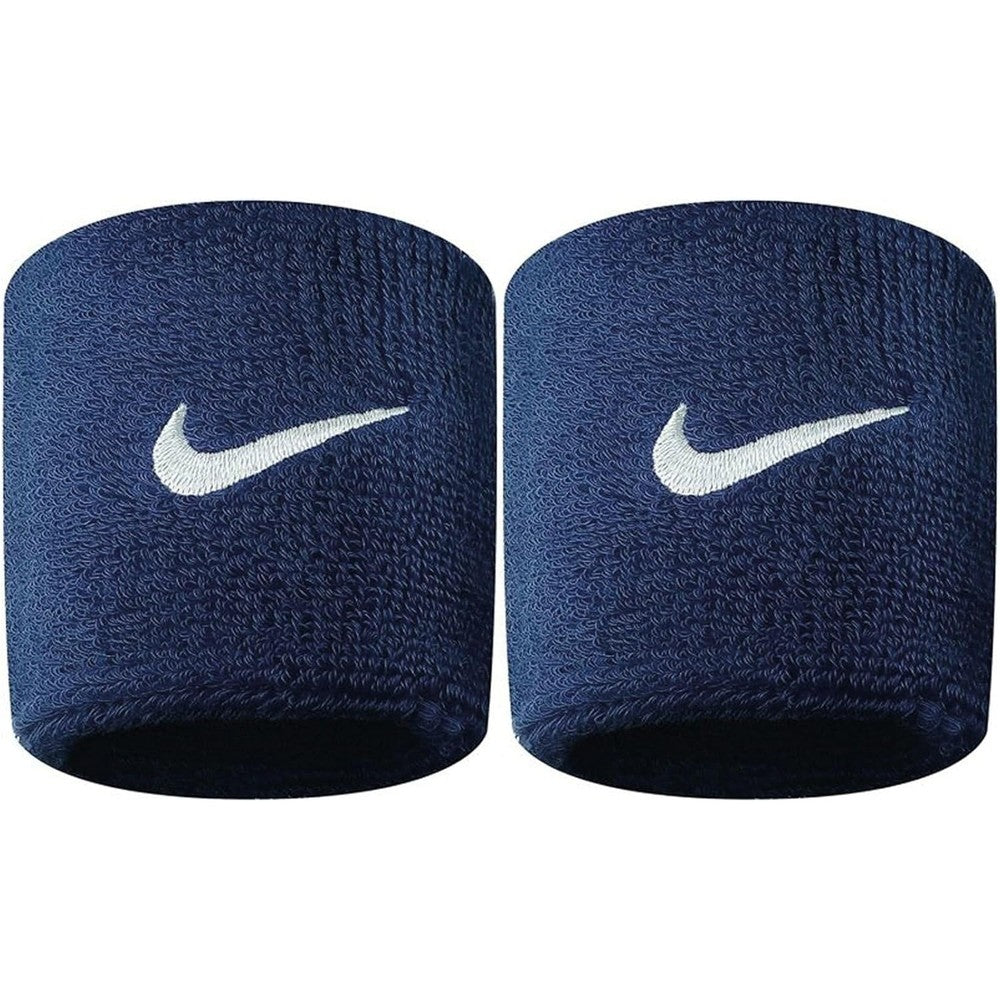 Nike Swoosh wristbands navy blue front view pair