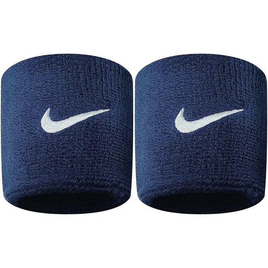 Nike Swoosh wristbands navy blue front view pair