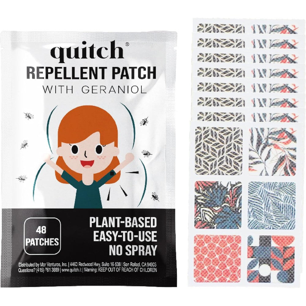 Quitch natural mosquito repellent stickers packaging front view