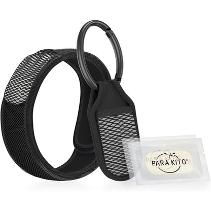 Para'Kito black mosquito repellent wristband and clip kit front view