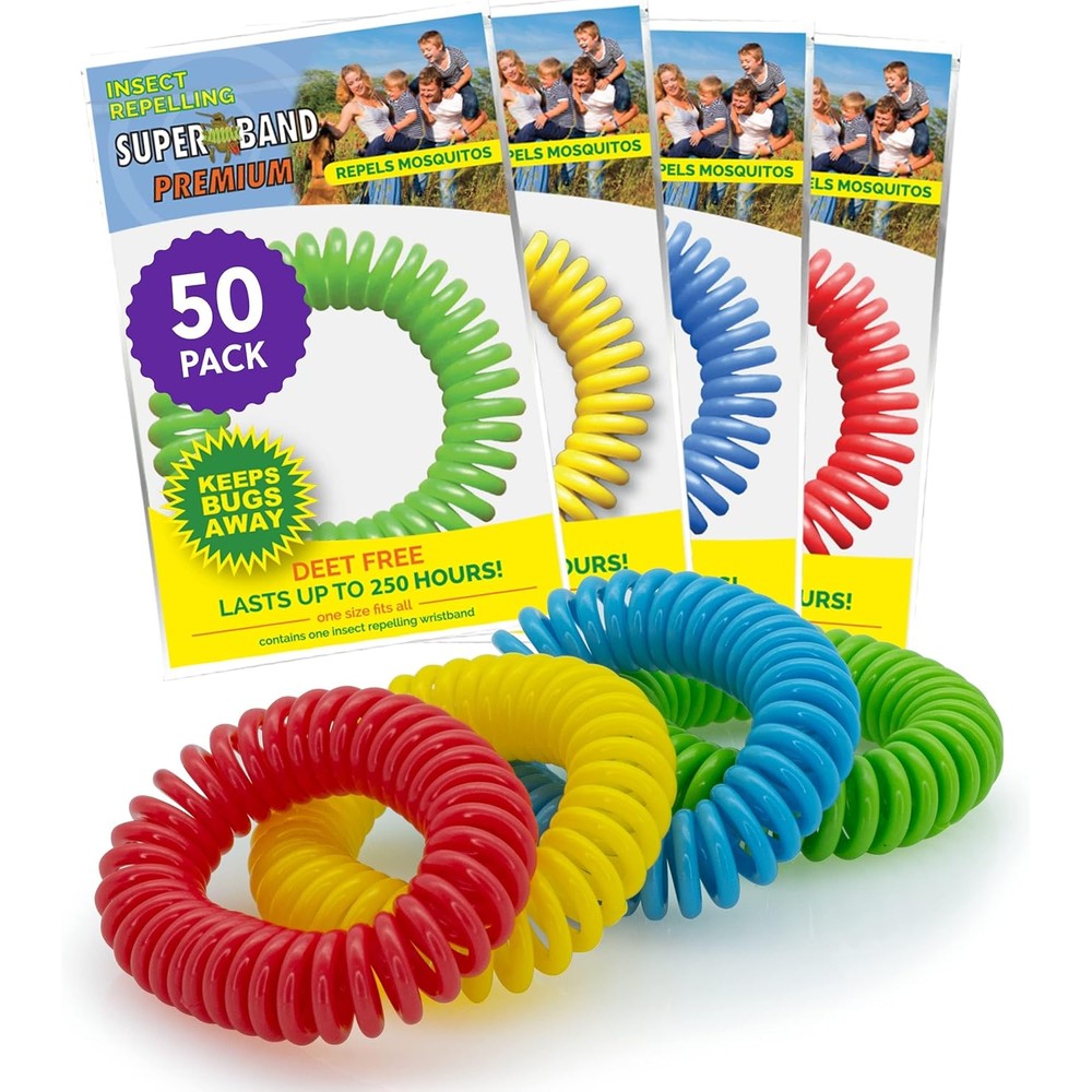 Superband mosquito repellent bracelets pack of 50 neon bands