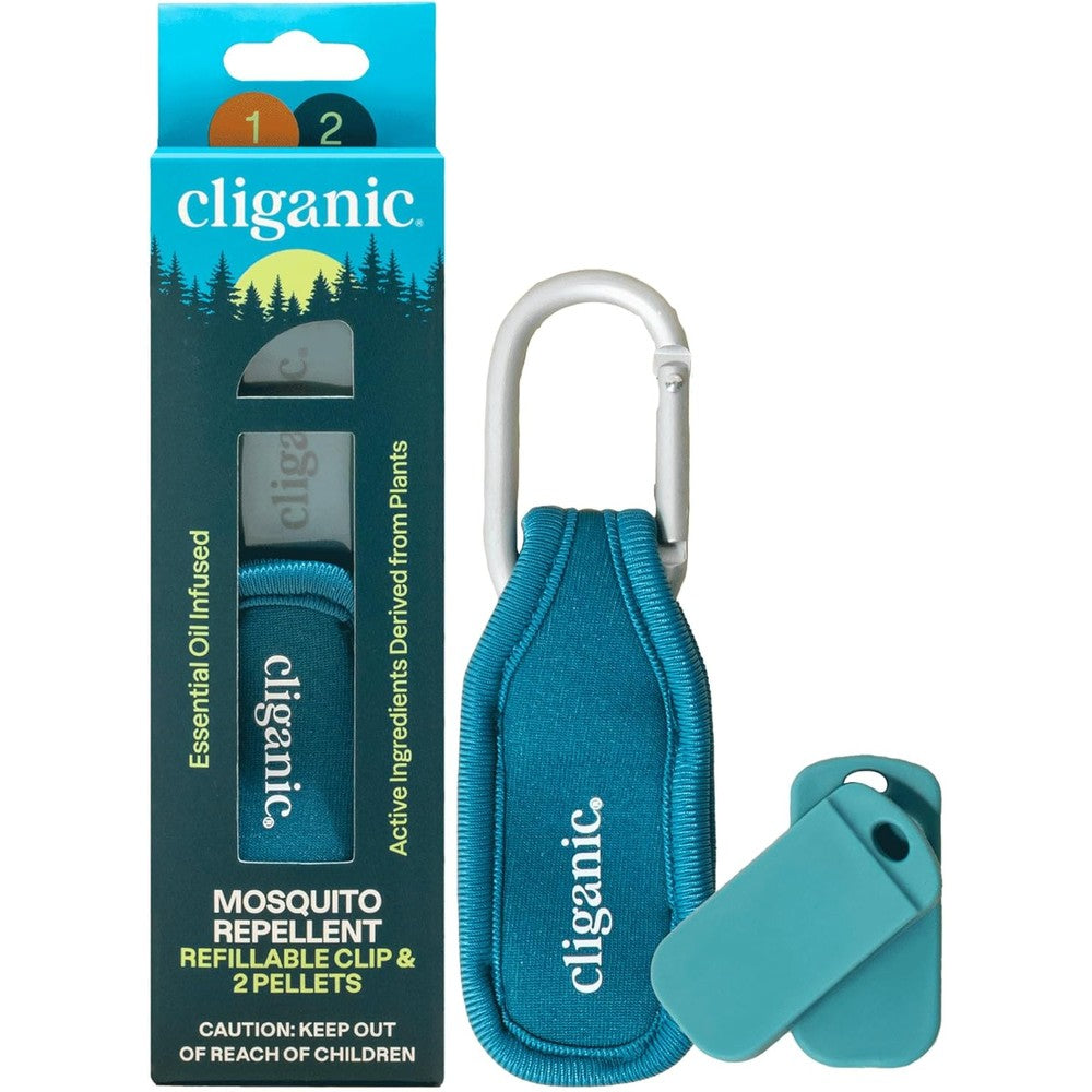 Cliganic mosquito repellent clip with refill pellets front view