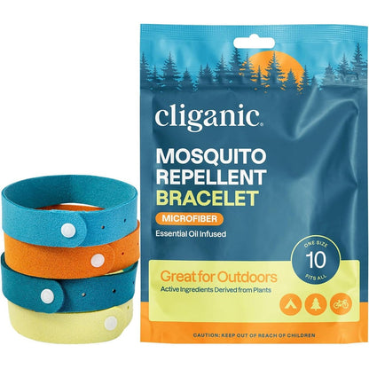Cliganic mosquito repellent microfiber bracelets pack front view