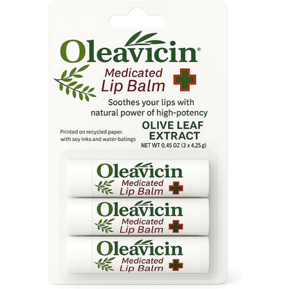 Oleavicin Natural Lip Balm front view packaging for chapped lip relief