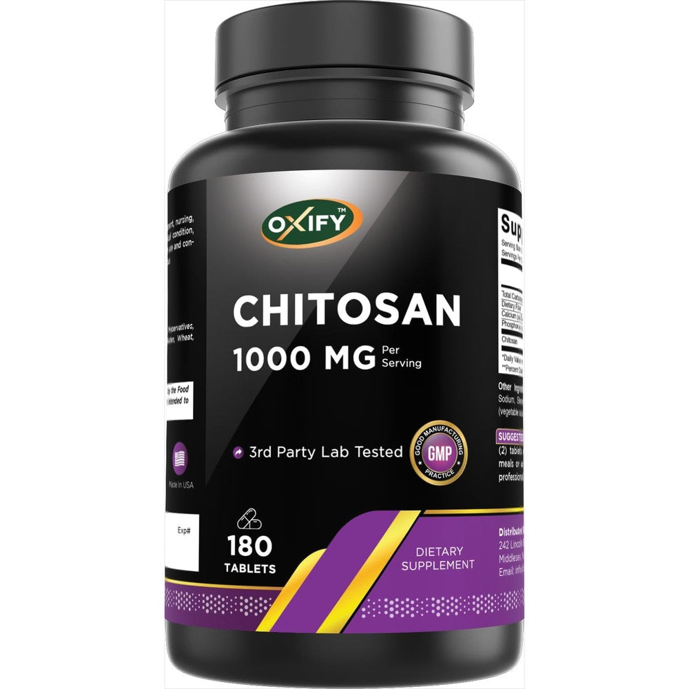 Naturetition Supplements Oxify Chitosan 1000 mg bottle front view for dietary fiber intake.