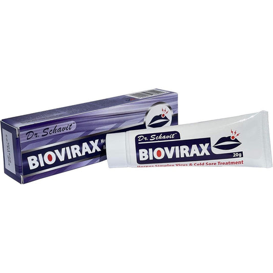 Dr. Schavit BioVirax Cold Sore Treatment front view of the natural healing cream packaging.