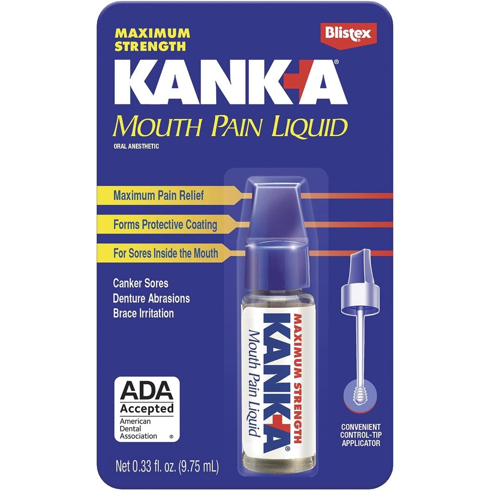 Kank-A Mouth Pain Liquid professional strength oral anesthetic bottle front view