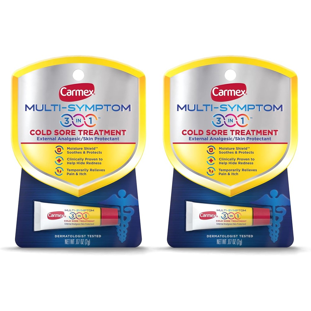 Carmex Multi-Symptom 3-in-1 Cold Sore Treatment front packaging view