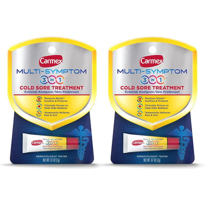 Carmex Multi-Symptom 3-in-1 Cold Sore Treatment front packaging view
