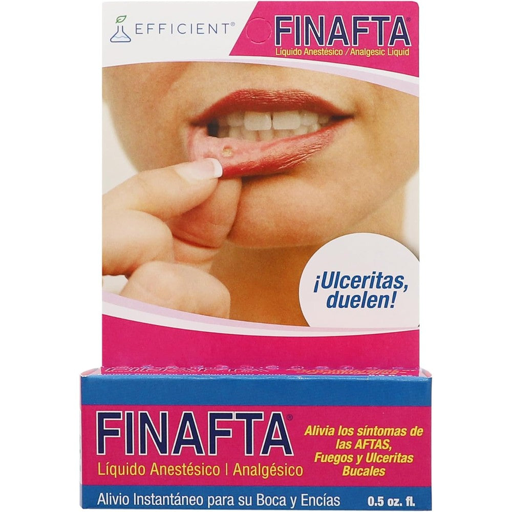 Finafta Oral Anesthetic Liquid front view bottle for canker sore pain relief.