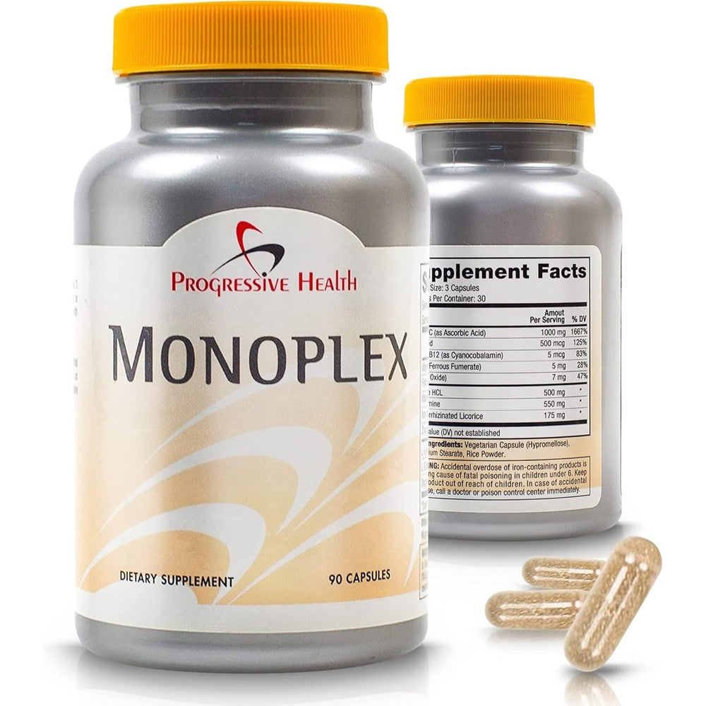 Progressive Health Monoplex canker sore relief bottle front view for mouth ulcer treatment
