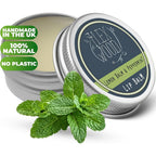 The Ilex Wood Lemon Balm and Peppermint Lip Balm front view of the metal tin packaging.