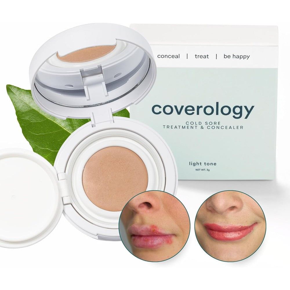 Coverology Cold Sore Treatment and Cold Sore Concealer Light tone jar front view