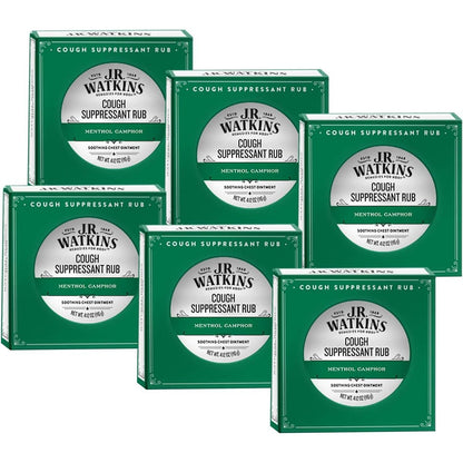 J.R. Watkins Menthol Camphor Cough Suppressant front view jar for cold relief