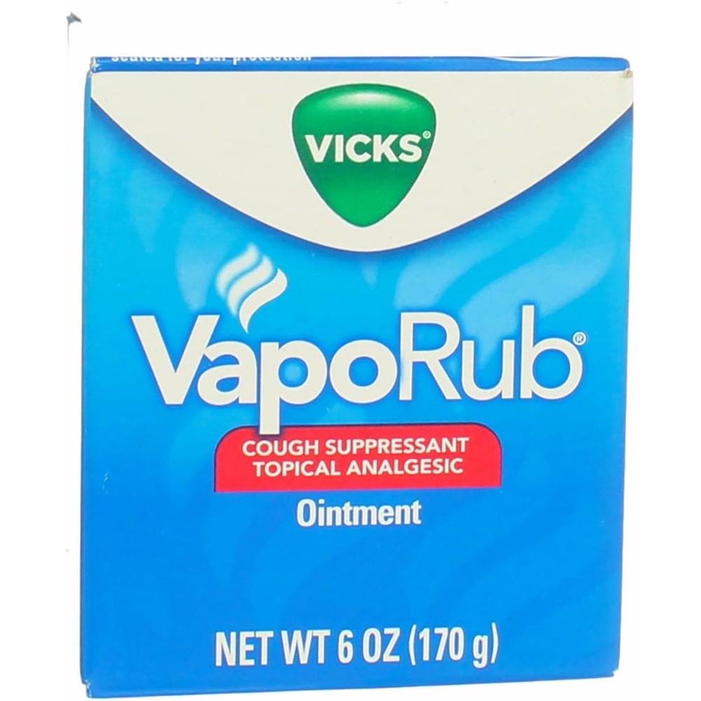 Vicks VapoRub cough suppressant ointment 6 Ounce jar front view showing USA packaging