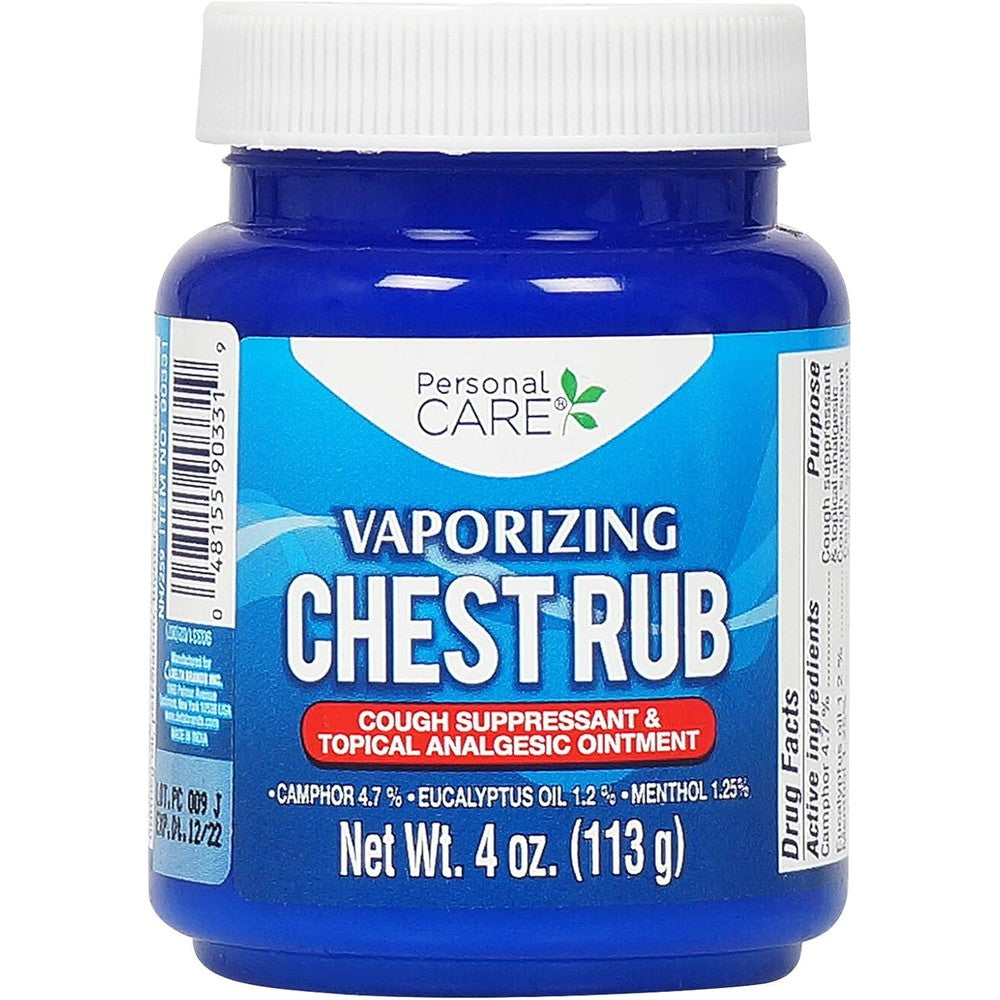 Personal Care Vaporizing Chest Rub four ounce jar front view