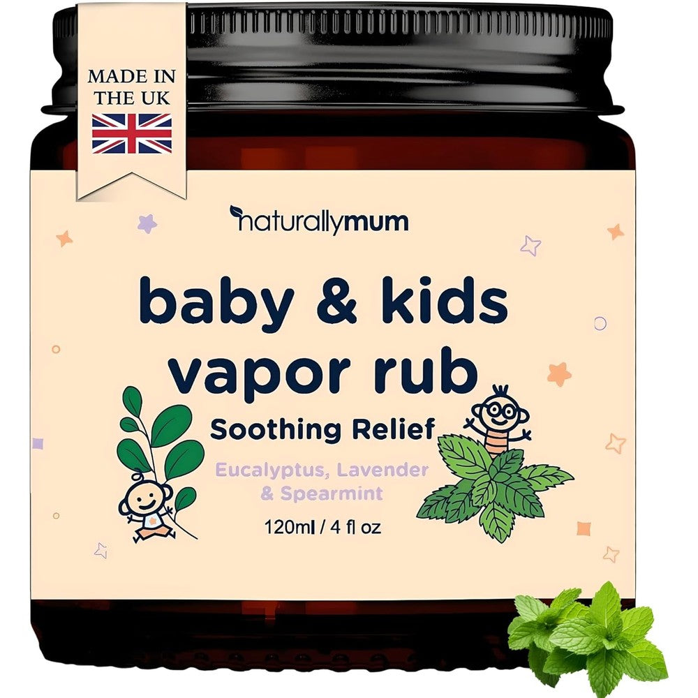 NaturallyMum Baby and Kids Vapor Rub front view in 120 milliliter jar