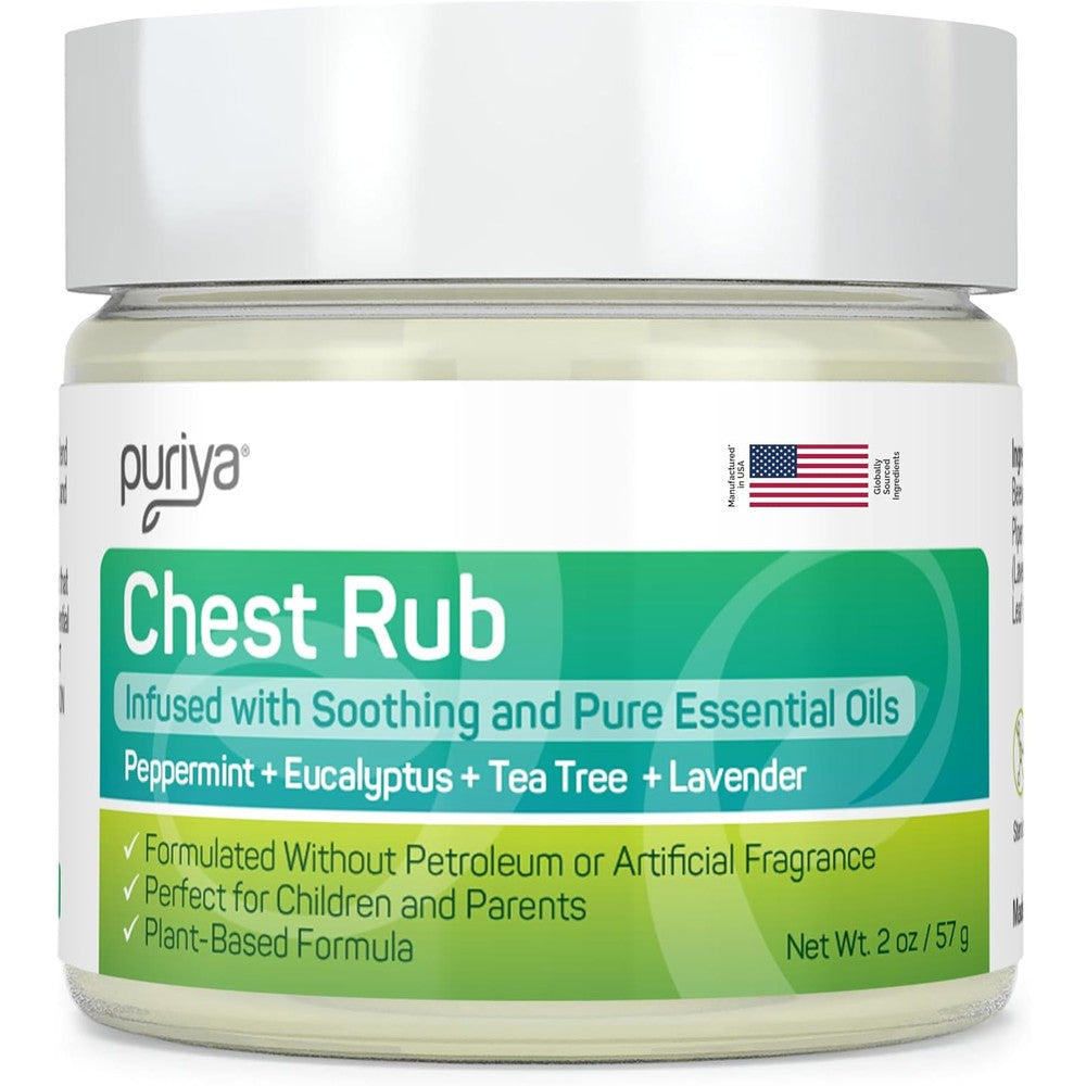 Puriya Chest Rub Cream front view jar for natural sinus and nasal congestion relief